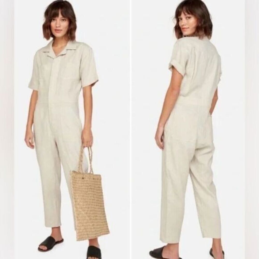 NWT MATE The Label Plus Size Classic Utility Linen Jumpsuit Natural Color - 3XL - Picture 7 of 12